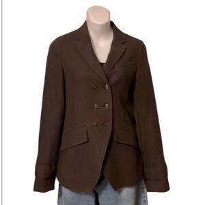 Play Ground Woman’s Brown Double Breasted Cropped Fitted Blazer Sz XS
